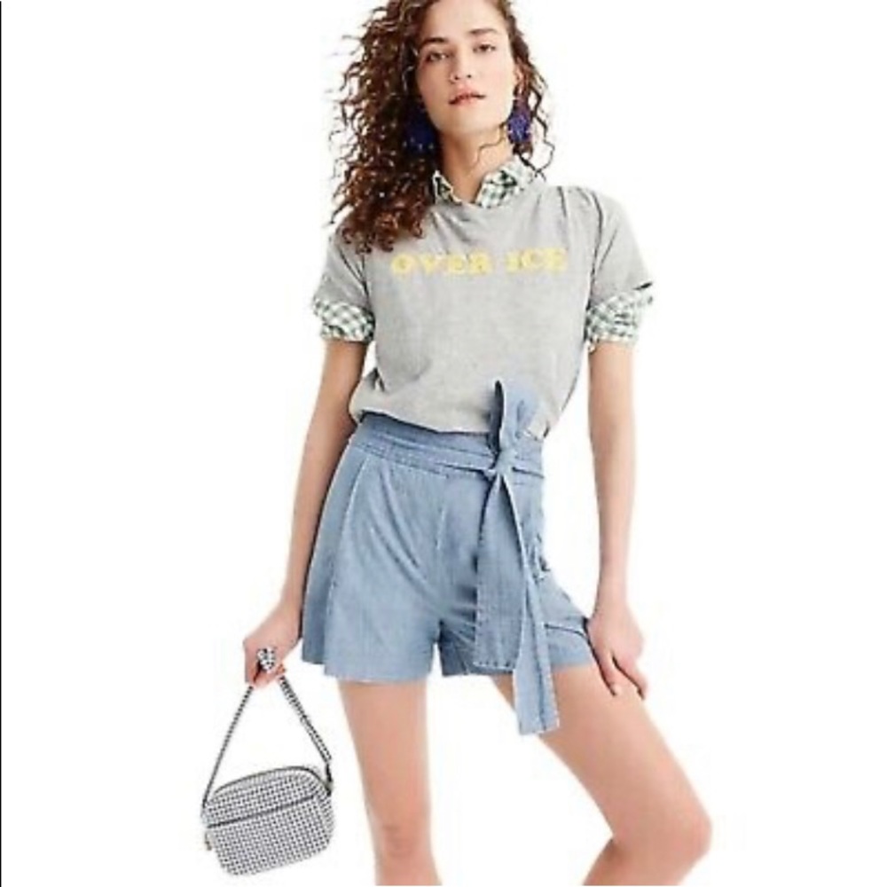J.Crew denim shorts w/ sash tie size 00 G5309 indigo